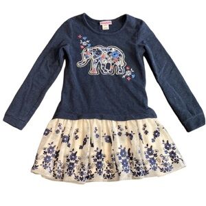 Flapdoodles Dress. Size 7/8. Tulle skirt. Navy/white. Adorable elephant.
